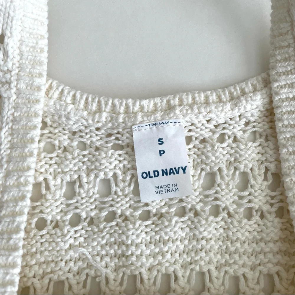 Old Navy Cotton Open-Knit Sweater Tank Top Cream - Picture 5 of 7